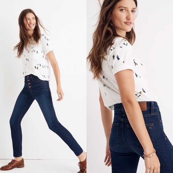 Madewell 9" Mid-Rise Skinny Jeans in Hayes Wash: Button-Front Edition size 23 - Picture 1 of 5